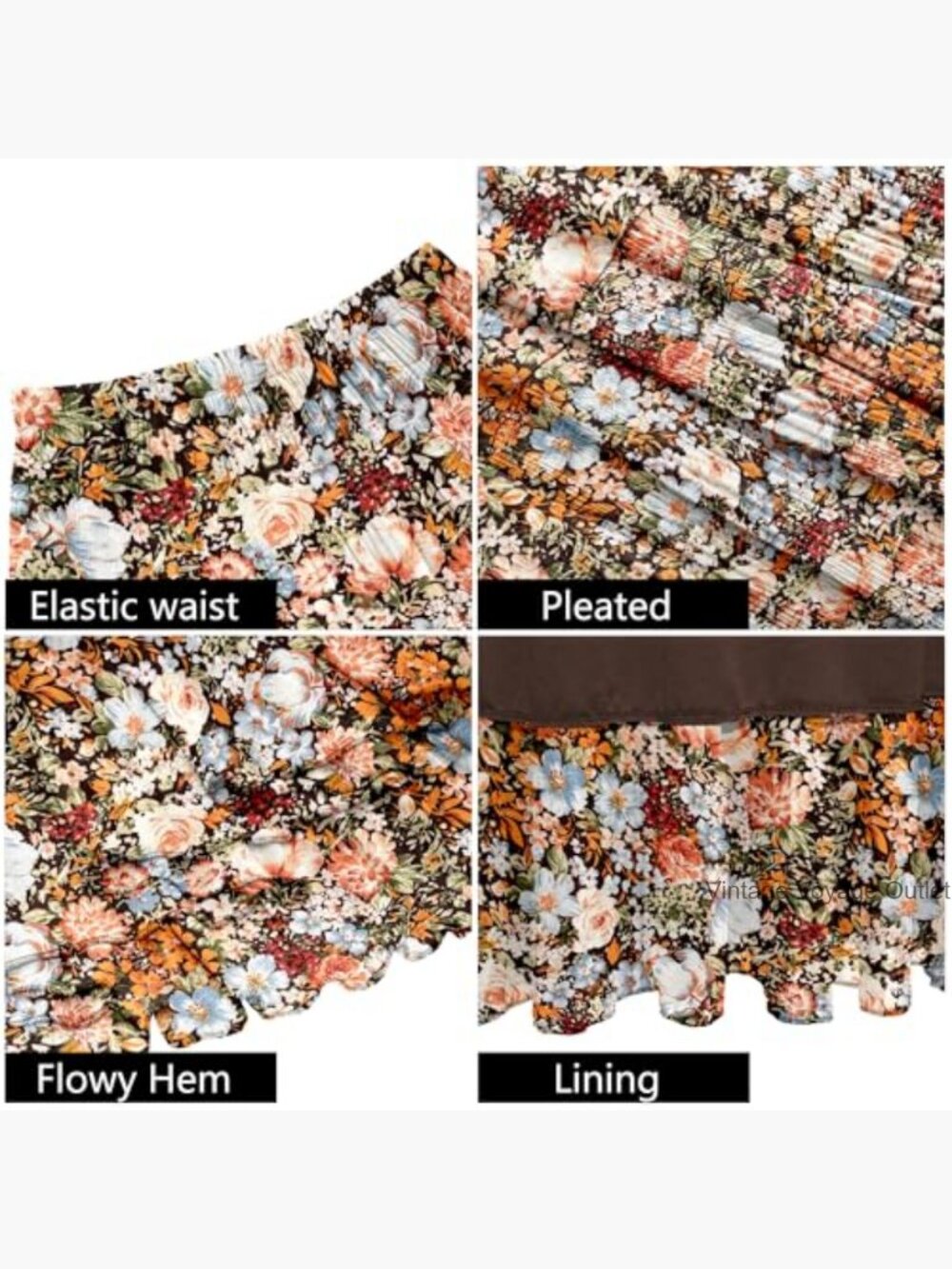 Chiffon Maxi Skirt Elastic Waist Pleated A-Line Flowy Boho Summer - Picture 5 of 7